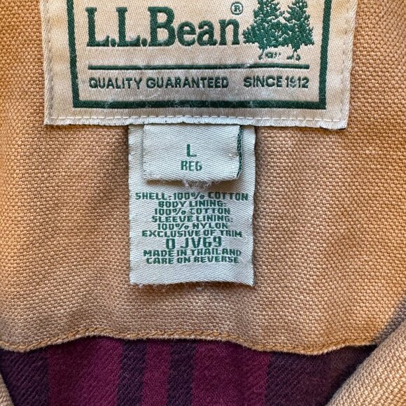 L.L. Bean Men's Original Field Coat Barn Chore Jacket Flannel Lined sz L Tan - Picture 2 of 9